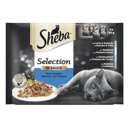 Sheba Selection in sauce - четири броя паучове микс / риба тон, сьомга / 4 x 85 грама