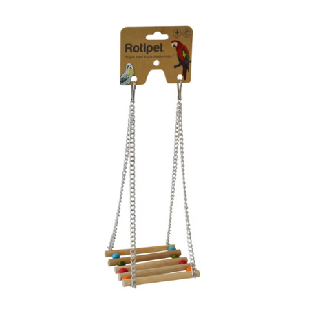 Малка люлка за папагали – естествено дърво и цветни мъниста, 8 x 9 x 22 см