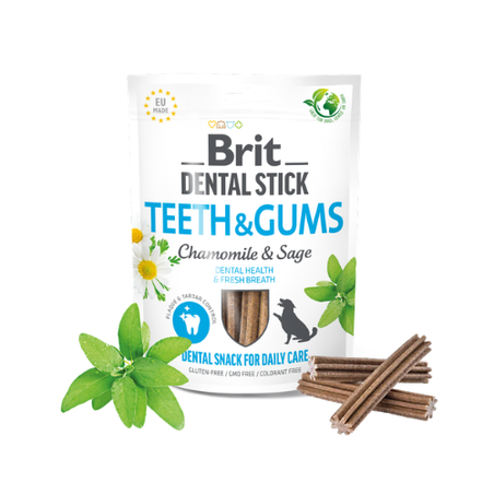 Brit Dental Stick Teeth & Gums с лайка и градински чай 7 бр. – дентални пръчици за кучета