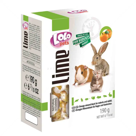Минерално блокче с портокал LOLO PETS за гризачи, 190 гр