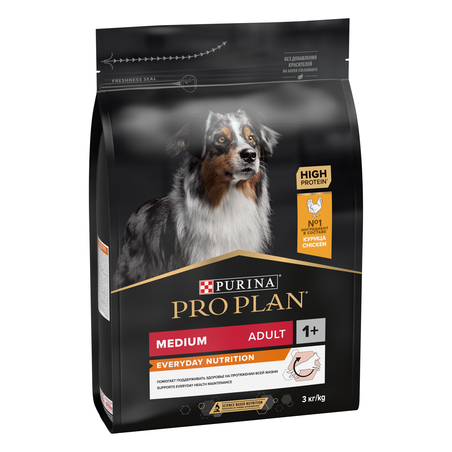 PURINA® PRO PLAN® Dog Medium Adult EVERYDAY NUTRITION за кучета в зряла възраст от средни породи, с високо съдържание на пиле