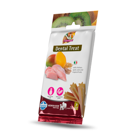 N&D Tropical Selection Dental Care Treat With Chicken, Spelt, Oats and Tropical fruits Medium&Maxi – Дентални стикове за кучета от средни и едри породи с пилешко, спелта, овес и тропически плодове