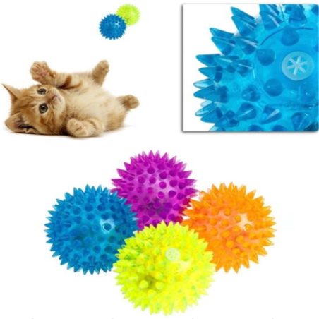 Играчка за коте/куче – силиконова светеща топка със звук, голяма, 7,5 см