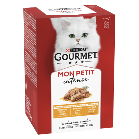 GOURMET MON PETIT Фини късчета в сос пиле, пуйка и патица (6x50 гр)