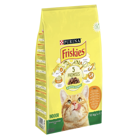 PURINA®FRISKIES®  INDOOR  за котки в зряла възраст, Пиле и Зеленчуци, суха храна