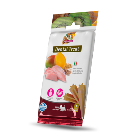 N&D Tropical Selection Dental Care Treat With Chicken, Spelt, Oats and Tropical fruits Mini – Дентални стикове за кучета от дребни породи с пилешко, спелта, овес и тропически плодове