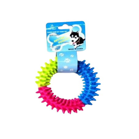Играчка за куче – многоцветен дентален ринг с шипчета, 10,5 см