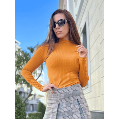 Блуза с висока яка — Горчица