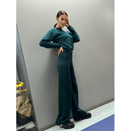 Ежедневен сет с широк панталон - Горско зелено