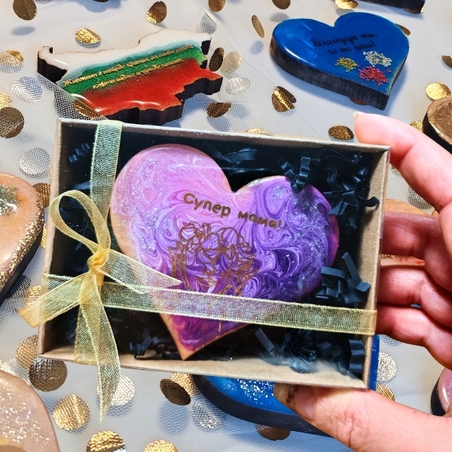 Ръчно Изработен магнит сърце с послание в подаръчна кутия