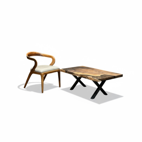 Луксозна холна маса от орех с епоксид – 120×70 см