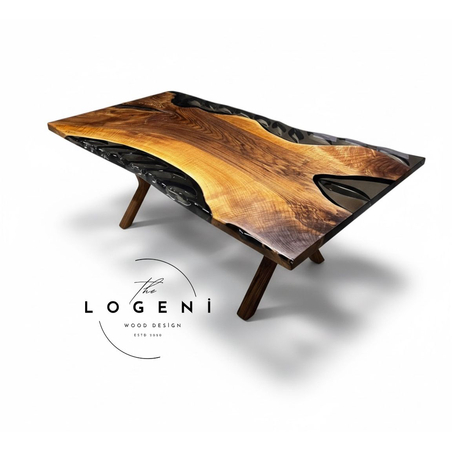 Дизайнерска маса от масивно дърво и епоксидна смола – LOGENI Wood Design