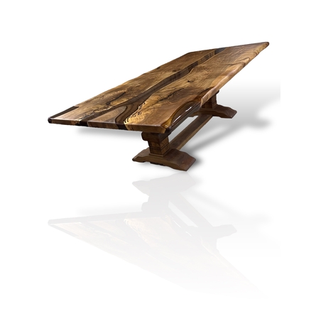 Ръчно изработена маса от масивно дърво Live Edge с естествени цепнатини