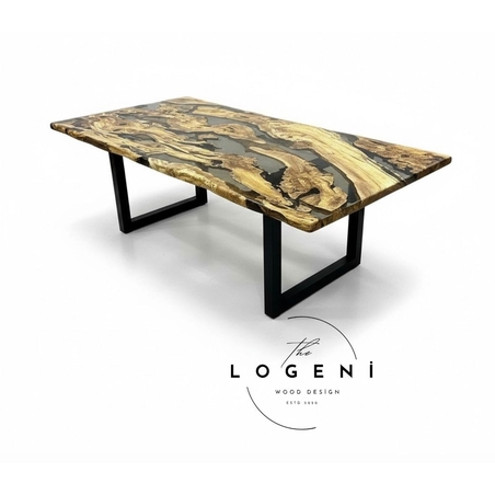 Луксозна дизайнерска маса от маслиново дърво и епоксидна смола