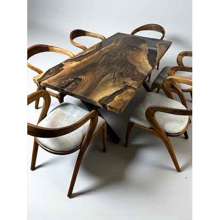 Луксозна орехова маса с епоксид – 180×90 см