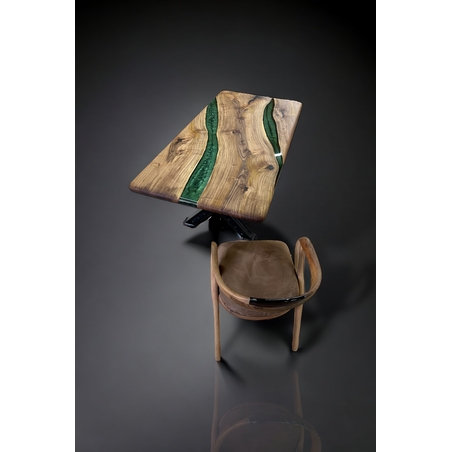 Маса от естествено дърво със смарагдово зелена епоксидна смола – Emerald River