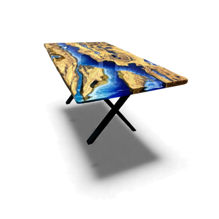 Ръчно изработена епоксидна маса с морски ефект – Ocean River Blue