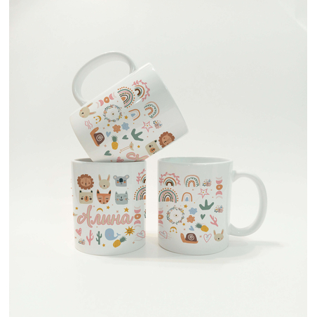 Персонализирана чаша с име за момиче Животни от джунглата