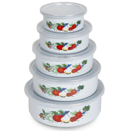 Емайлирани купи за съхранение 5 бр.