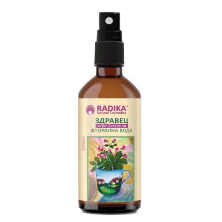 ФЛОРАЛНА ВОДА от ЗДРАВЕЦ, тъмен стъклен флакон със спрей, Radika, 100ml
