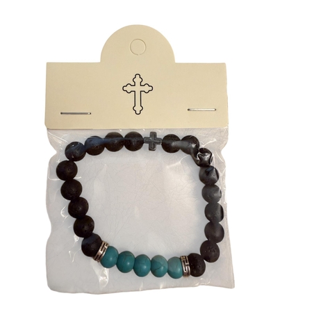 Православна гривна с кръст и естествени камъни