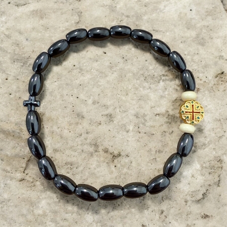 Православна гривна от хематит с кръст – духовна закрила