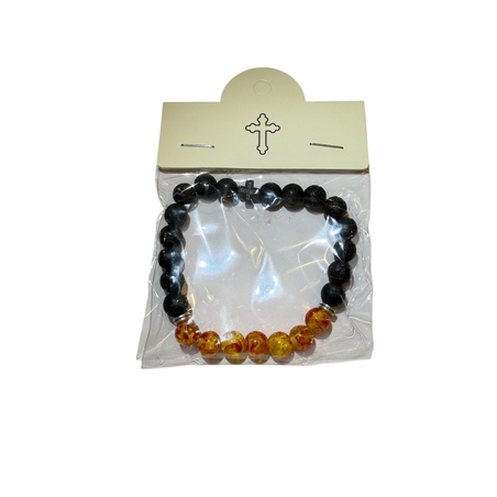 Гривна вулканичен камък и кехлибар