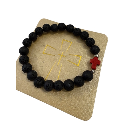 Гривна от вулканичен камък с цветен кръст