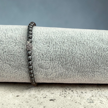 Православна гривна с хематит и метален кръст