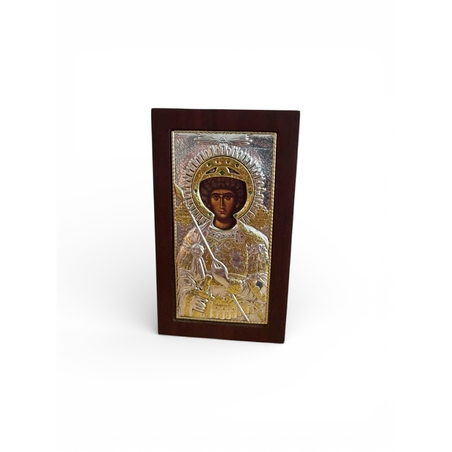 Икона на Св. Георги Победоносец – метална с дървена основа