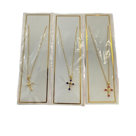 Позлатено колие с православен кръст и камъни