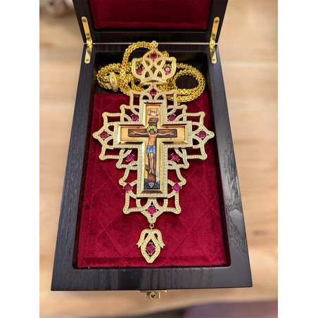 Архирейски нагръден кръст с емайл и декоративни камъни