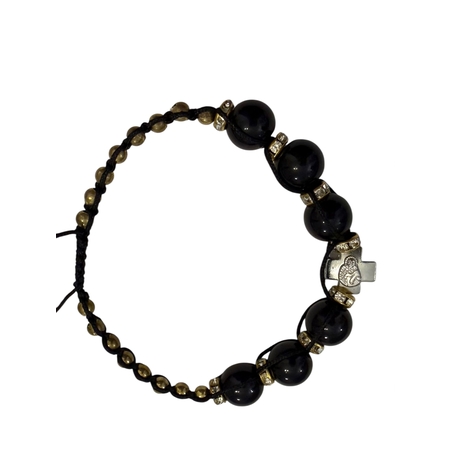 Православна гривна с черни мъниста и кръст Света гора