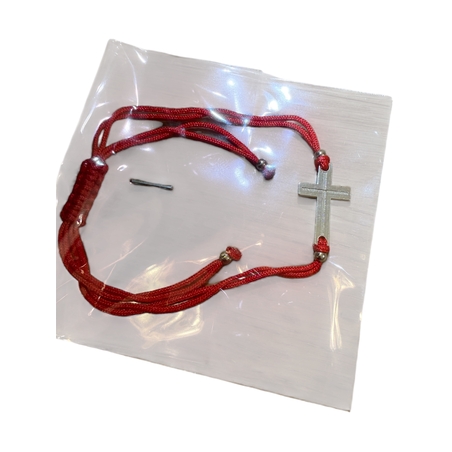 Сребърна гривна 925 с кръст – червен конец