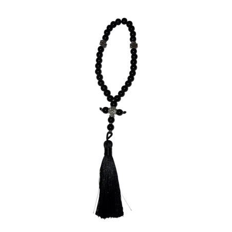 Православна броеница с черни мъниста и пискюл