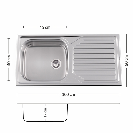 Иноксова Мивка POWER BB 100.1 SI 100/ 50 см