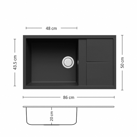Гранитна Мивка UNICO PLUS BB 86.1 SI 86/ 50 см
