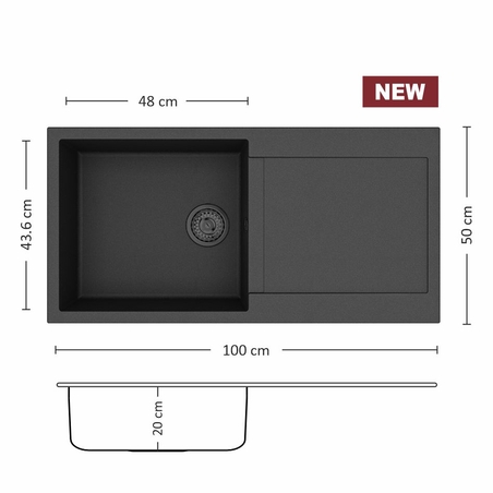 Гранитна Мивка FERETA BB 100.1 SI 100/ 50 см