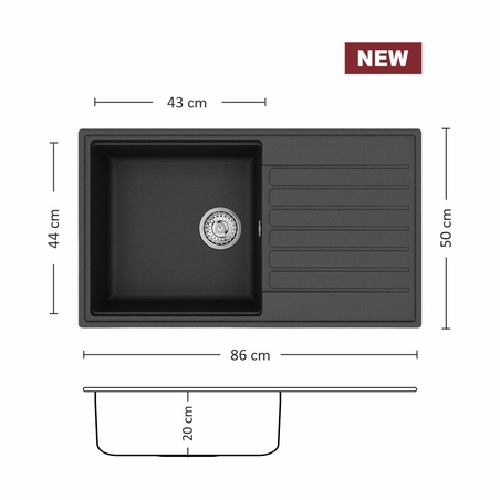 Гранитна Мивка FIORA BB 86.1 SI 86/ 50 см