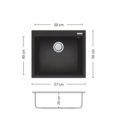 Гранитна Мивка BLOOM PLUS 570 SI 57/ 50 см
