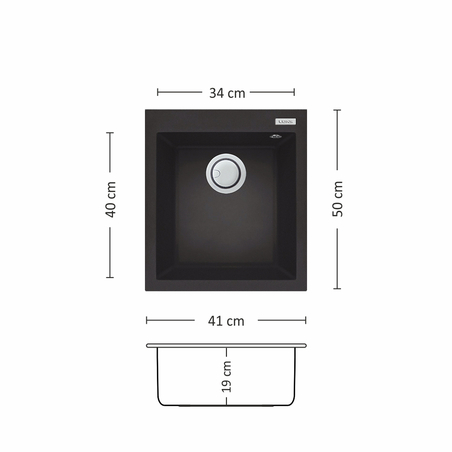Гранитна Мивка BLOOM PLUS 410 SI  41/ 50 см