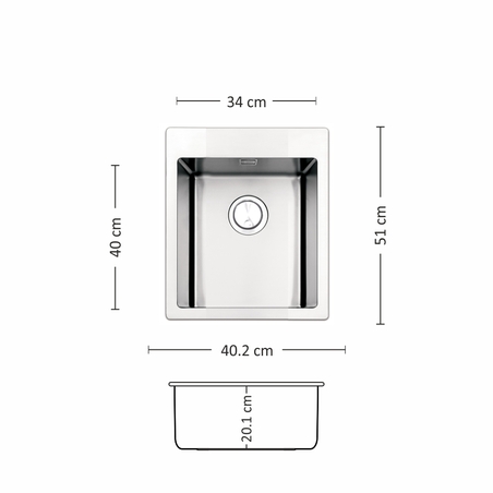 Иноксова Мивка MEGA 402 FI 40/ 51 см - Copy 0