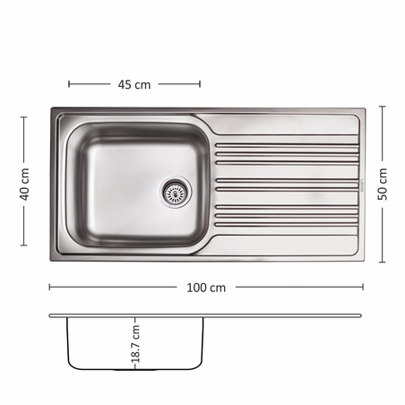 Иноксова Мивка BOWL BB 100.1 SI 100/ 50 см