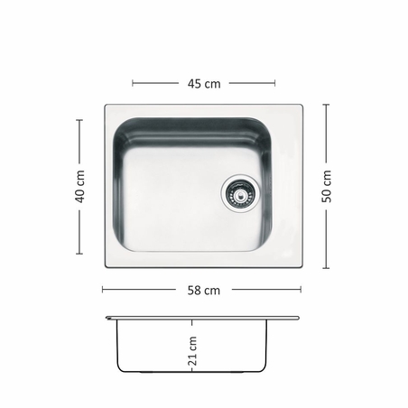 Иноксова Мивка TORINO BB 580 SI 58/ 50 см