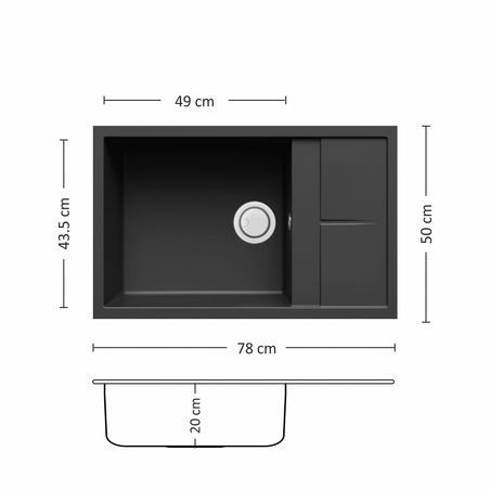 Гранитна Мивка UNICO PLUS BB 78.1 SI 78/ 50 см