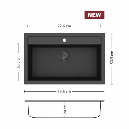 Гранитна Мивка IMPULSE 795 SI 79/ 50 см