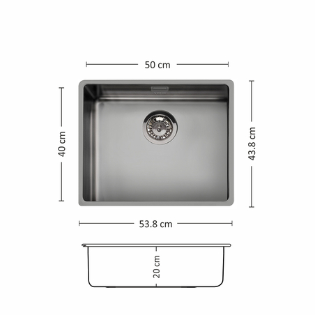 Иноксова Мивка FERRARA PLUS 500 U GF 54/ 44 см