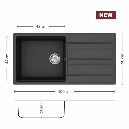 Гранитна Мивка FIORA BB 100.1 SI 100/ 50 см