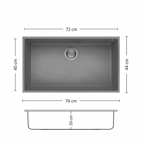 Гранитна Мивка BLOOM  760 U 76/ 44 см