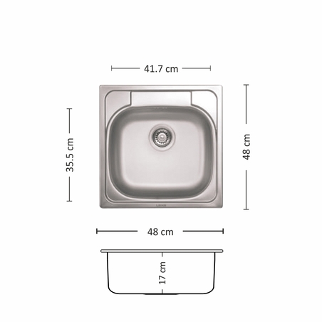 Иноксова Мивка COMPACT 480 SI 48/ 48 см